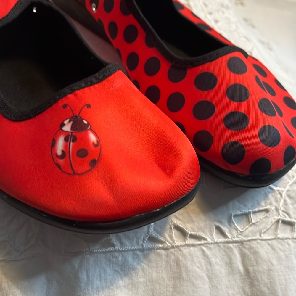 Red Mary Jane Flats with Ladybug Accent - Women Shoes Flats & Loafers - Picture 2 of 11